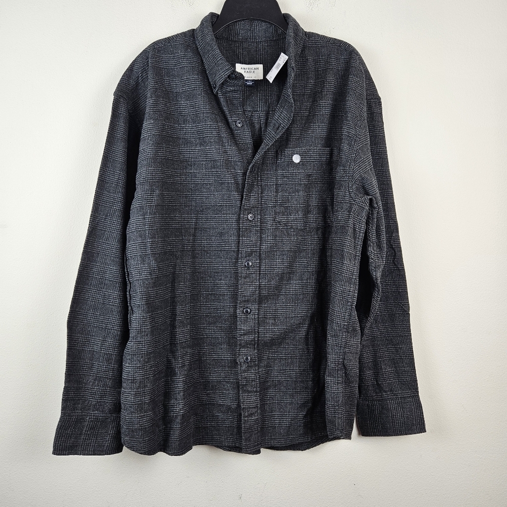American Eagle Men's Casual Cotton Button Down Relaxed Fit Shirt Size L NWT